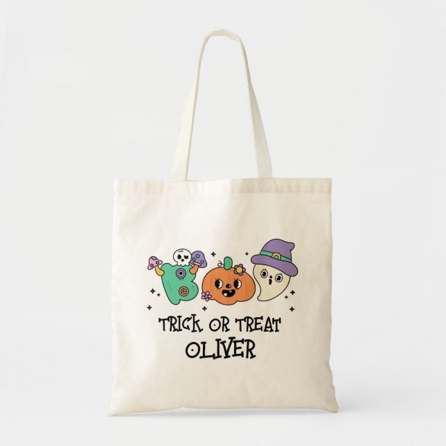 Bolso De Tela Groovy Halloween Boo Pequeño truco o Personalizado (Frente)
