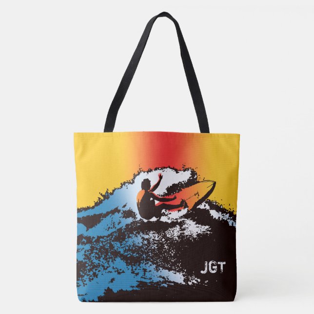 Bolso De Tela Groovy Hawaiian Surfer 60 Retro MonogramBeach Bag (Anverso)