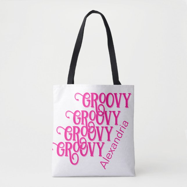 Bolso De Tela Groovy Hot Pink personalizado (Anverso)