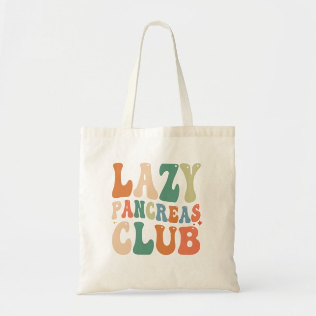 Bolso De Tela Groovy Lazy Pancreas Club Diabetes Awareness Funny (Frente)