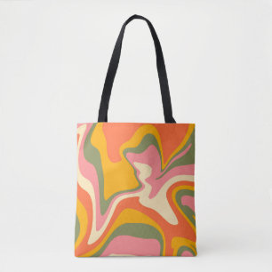 Bolso De Tela Groovy Liquified Marble Retro 60 Vintage