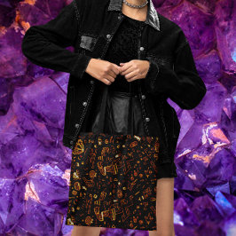 Bolso De Tela Groovy negro verde dorado