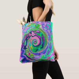 Bolso De Tela Groovy Resumen de Aqua y Navy Lava Swirl