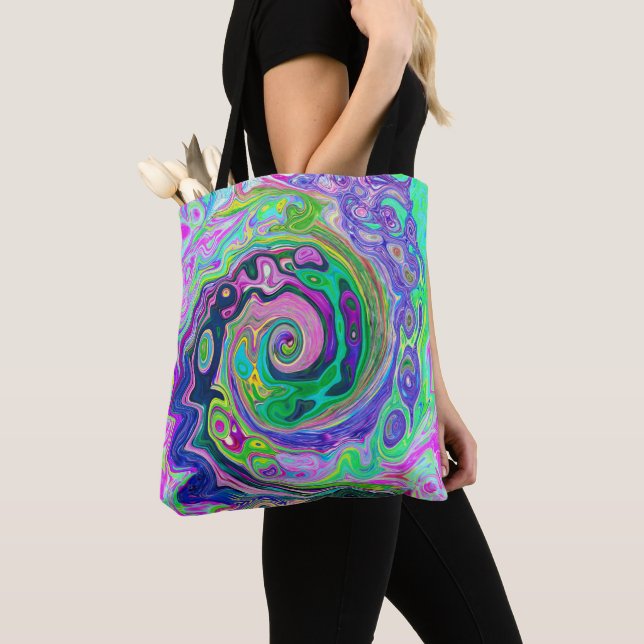 Bolso De Tela Groovy Resumen de Aqua y Navy Lava Swirl (Detalle)