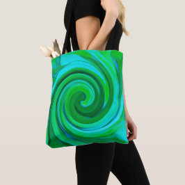 Bolso De Tela Groovy Resumen Pintado De Giro Líquido Turquesa