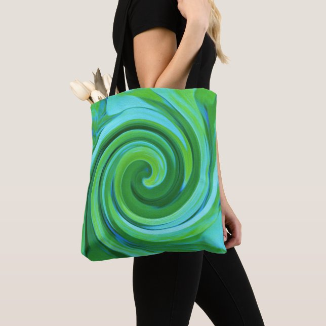 Bolso De Tela Groovy Resumen Pintado De Giro Líquido Turquesa (Detalle)