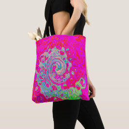 Bolso De Tela Groovy Resumen Verde azulado Azul y Rojo Swirl