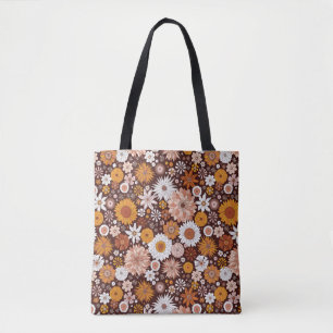 Bolso De Tela Groovy Retro Flower Garden Pattern