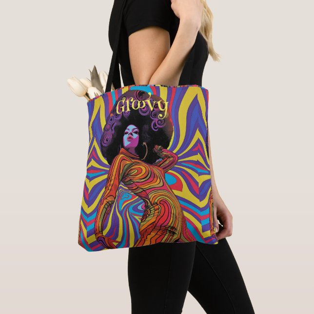 Bolso De Tela Groovy Retro Tote Bag (Detalle)