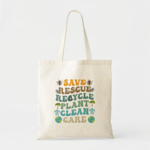 Bolso De Tela Groovy Save Bees Rescue Animals Recycle Earth Day
