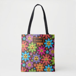 Bolso De Tela Groovy Spooky Flowe Personaliza Halloween