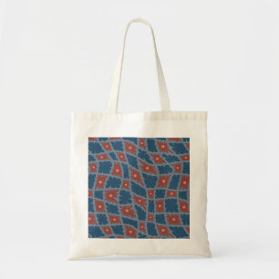 Bolso De Tela Groovy Wavy Trippy 60 Flores Cheques Rojo Azul