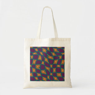 Bolso De Tela Groovy Wavy Trippy Naranja Cheques de flores de 60