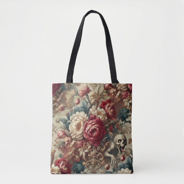 Bolso De Tela Grotesco creciente - Floral floral barroca gótica (Anverso)
