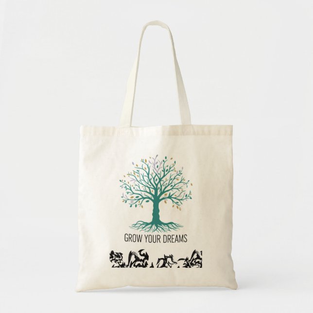 Bolso De Tela Grow Your Dreams Inspirational Motivational Grocer (Frente)