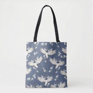 Bolso De Tela Grúa de época: Patrón de pájaro volador