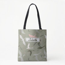Grúas voladoras de nombre personalizado en verde s