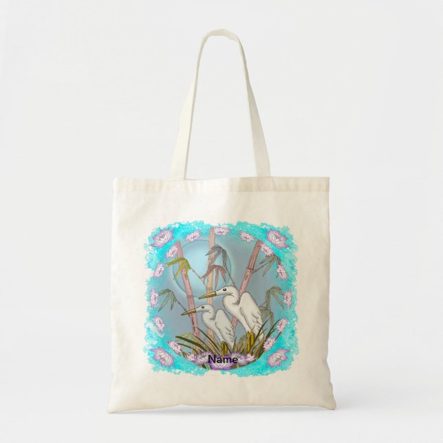 Bolso De Tela Grullas de Bambú  (Frente)