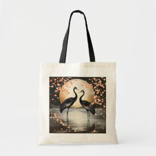Bolso De Tela Grullas negras dos Fantasía Lindo