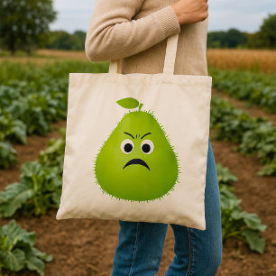 Bolso De Tela Grumpy Fuzzy Pear Face Funny Fruit Character