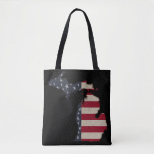 Bolso De Tela Grunge Americana Michigan   Tu Personalizar