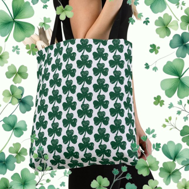 Bolso De Tela Grunge Clover Leaf, trendy irlandesa de la suerte (Irish Luck Trendy Grunge Clover Leaf Tote Bag)