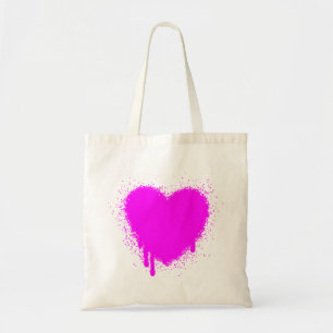 Bolso De Tela Grunge Heart - Magenta