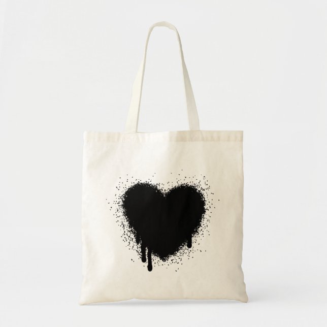 Bolso De Tela Grunge Heart - Negro (Frente)