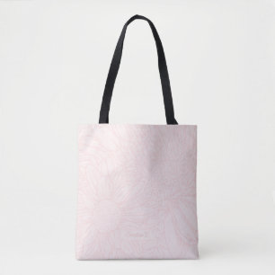 Bolso De Tela Grunge Rosa con Nombre y Crisantemos