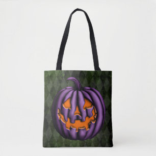 Bolso De Tela Grunge verde de calabaza morada de Halloween