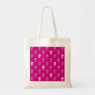 Bolso De Tela Grungy Calavera anatómica Polkadots blanco rosado