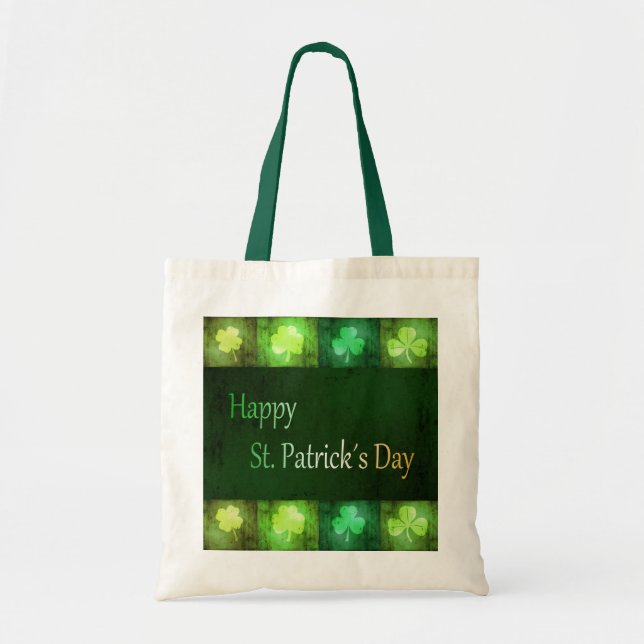 Bolso De Tela Grungy St. Patrick's Day Shamrock - Tote de presup (Frente)