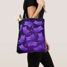 Bolso De Tela Grupo Cute Purple Neon Kitten