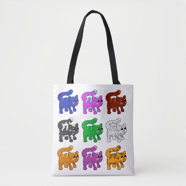 Bolso De Tela Grupo de gatitos del patrón de Navidad curado (Anverso)