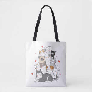 BOLSO DE TELA GRUPO DE GATO CUTIDO CAT LOVERS DISEÑE COMPRAR A