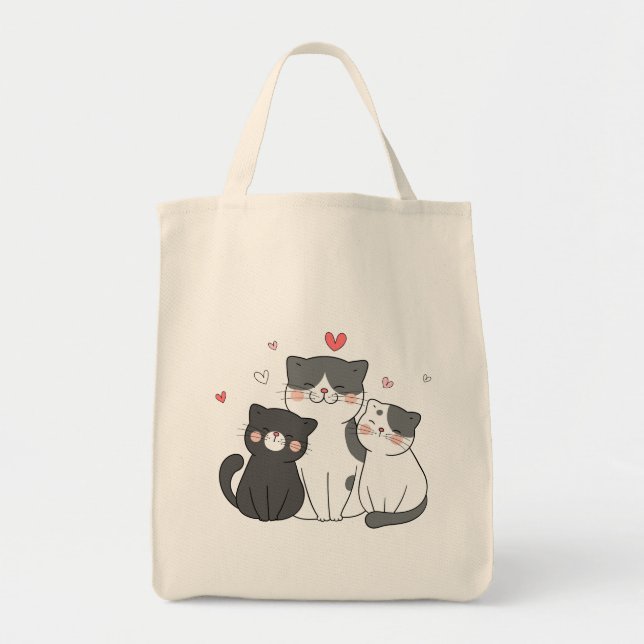 Bolso De Tela grupo de gatos lindos | diseño de amante de los ga (Frente)