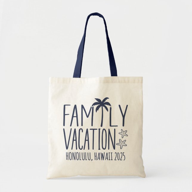 Bolso De Tela Grupo de vacaciones de la familia personalizado (Frente)