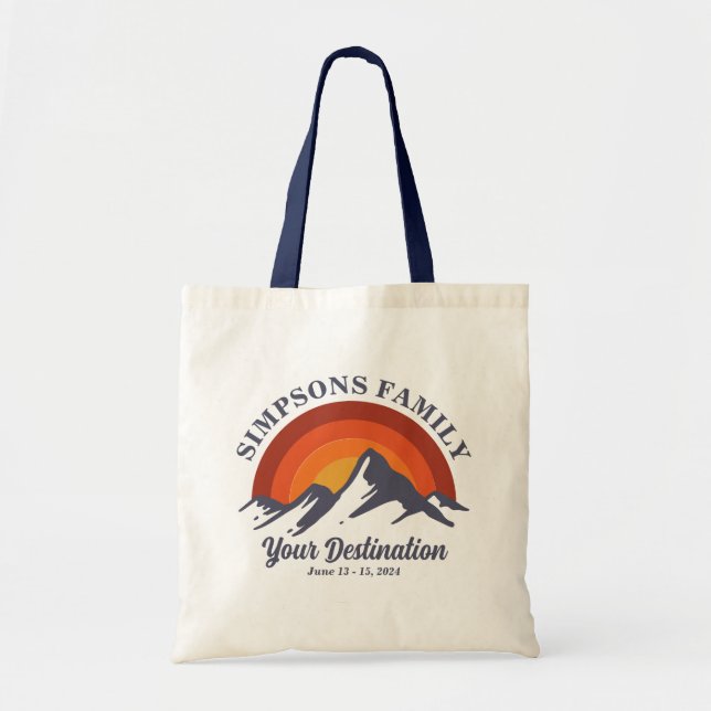 Bolso De Tela Grupo de vacaciones Retro Sunset Personalizado Fam (Frente)