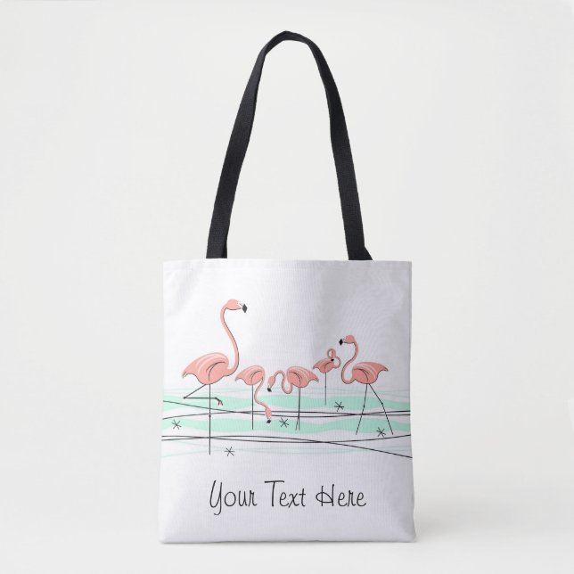 Bolso De Tela Grupo Océano Flamingo Texto por todo el tote (Anverso)