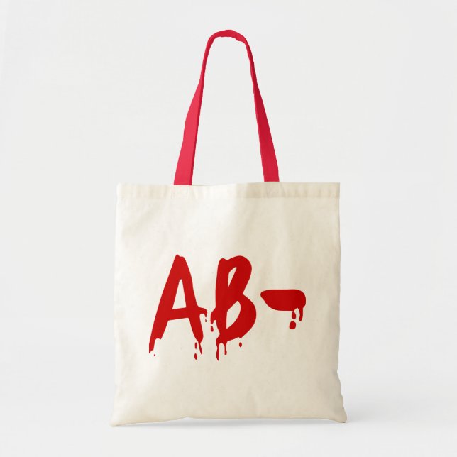 Bolso De Tela Grupo sanguíneo AB- Hospital negativo de #Horror (Frente)