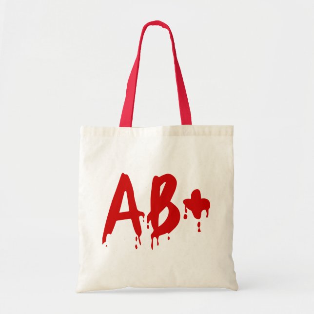 Bolso De Tela Grupo sanguíneo AB+ Positivo #Horror Hospital (Frente)