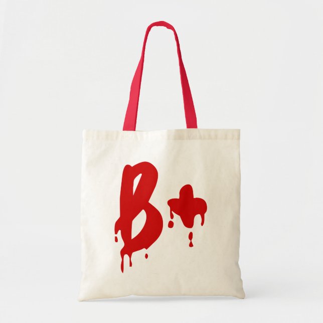 Bolso De Tela Grupo sanguíneo B+ Positivo #Horror Hospital (Frente)