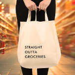 Bolso De Tela GRUPOS DE DIVERSIÓN DIRECTA Y Minimalista<br><div class="desc">La bolsa de tocador "STRAIGHT OUTTA GROCERIES" presenta un diseño minimalista y moderno que incorpora una divertida cita tipográfica. La cita, "STRAIGHT OUTTA GROCERIES", está impresa en negrita, contrastando las letras en la parte delantera de la bolsa y las líneas simples y limpias de las letras le dan un aire...</div>