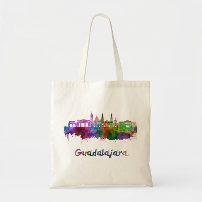 Bolso De Tela Guadalajara skyline in watercolor (Frente)