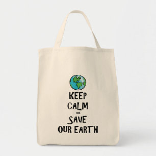 Bolso De Tela Guarde la calma y ahorre nuestra tierra