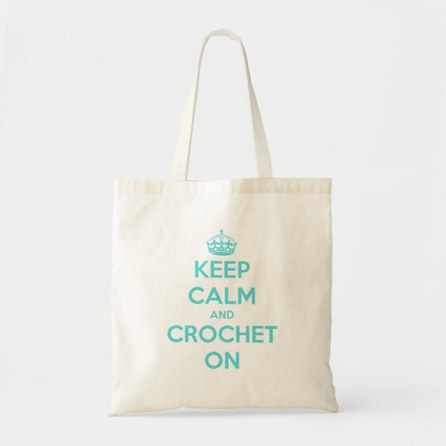 Bolso De Tela Guarde la calma y Crochet encendido (Frente)