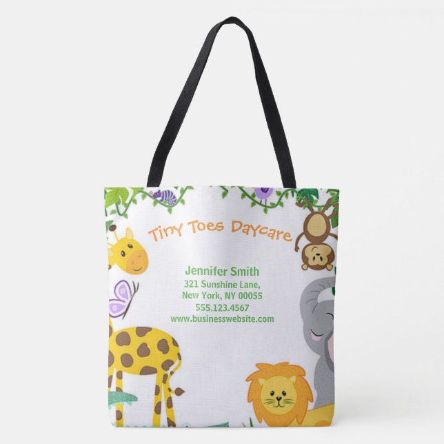 Bolso De Tela Guardería infantil Jungla de negocios con animales (Anverso)