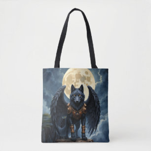Bolso De Tela Guardián de la Luna – El Lobo de Ala Negra