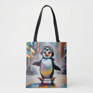Bolso De Tela Guay de pintura de arte digital pingüino