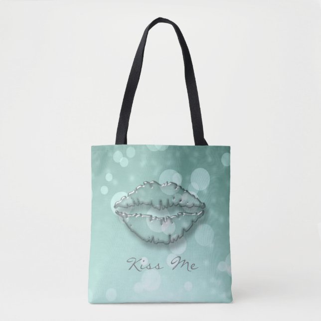 Bolso De Tela Guay Girly, Bokeh, Lips, Kisme (Anverso)